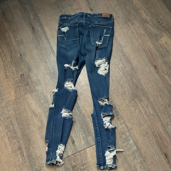 American Eagle Outfitters Ripped Dark Blue Skinny Jeans - Picture 2 of 4